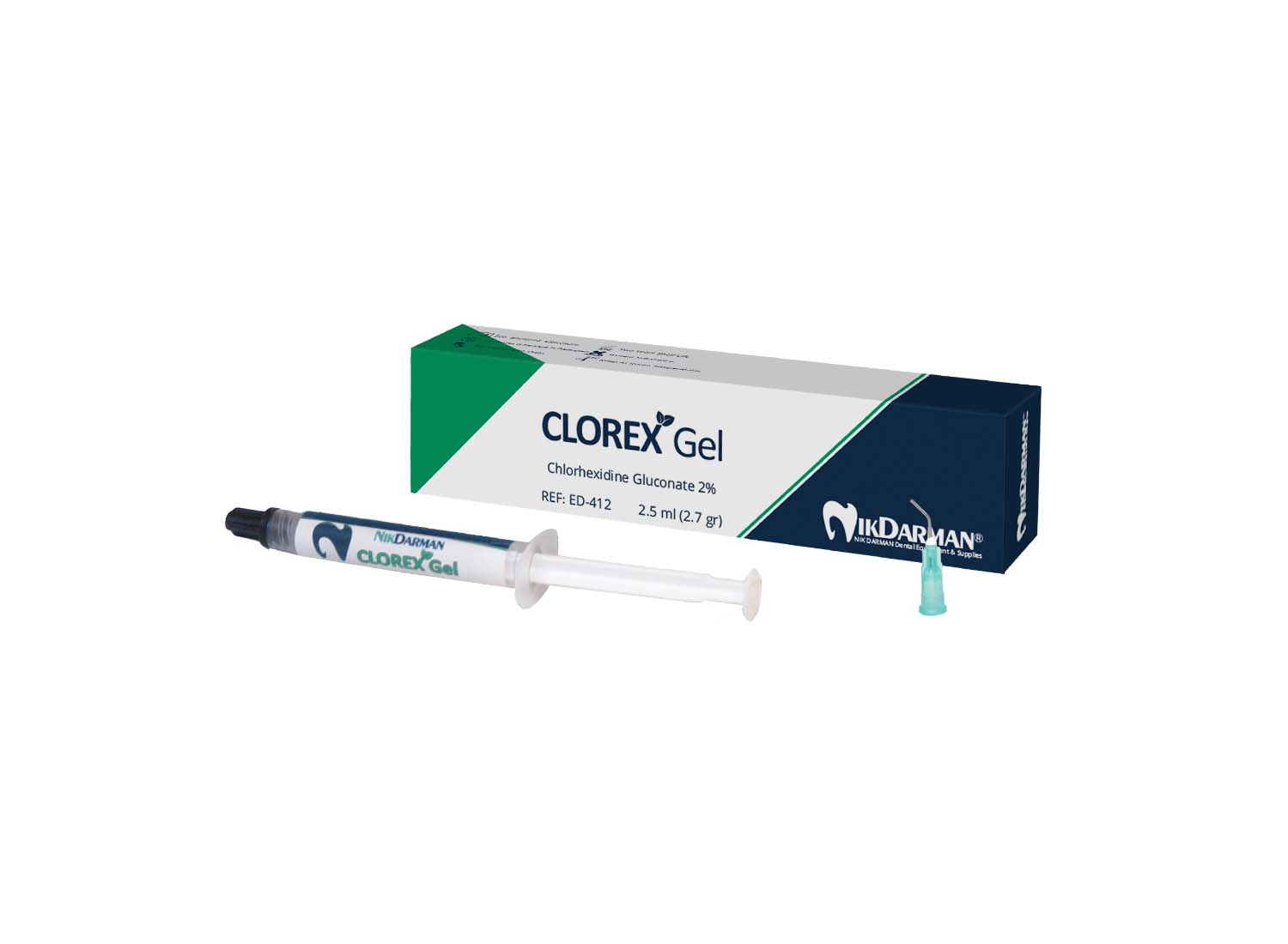 ژل کلرهگزیدین 2 درصد CLOREX GEL سرنگ 2.5 میلی لیتری برند نیک درمان