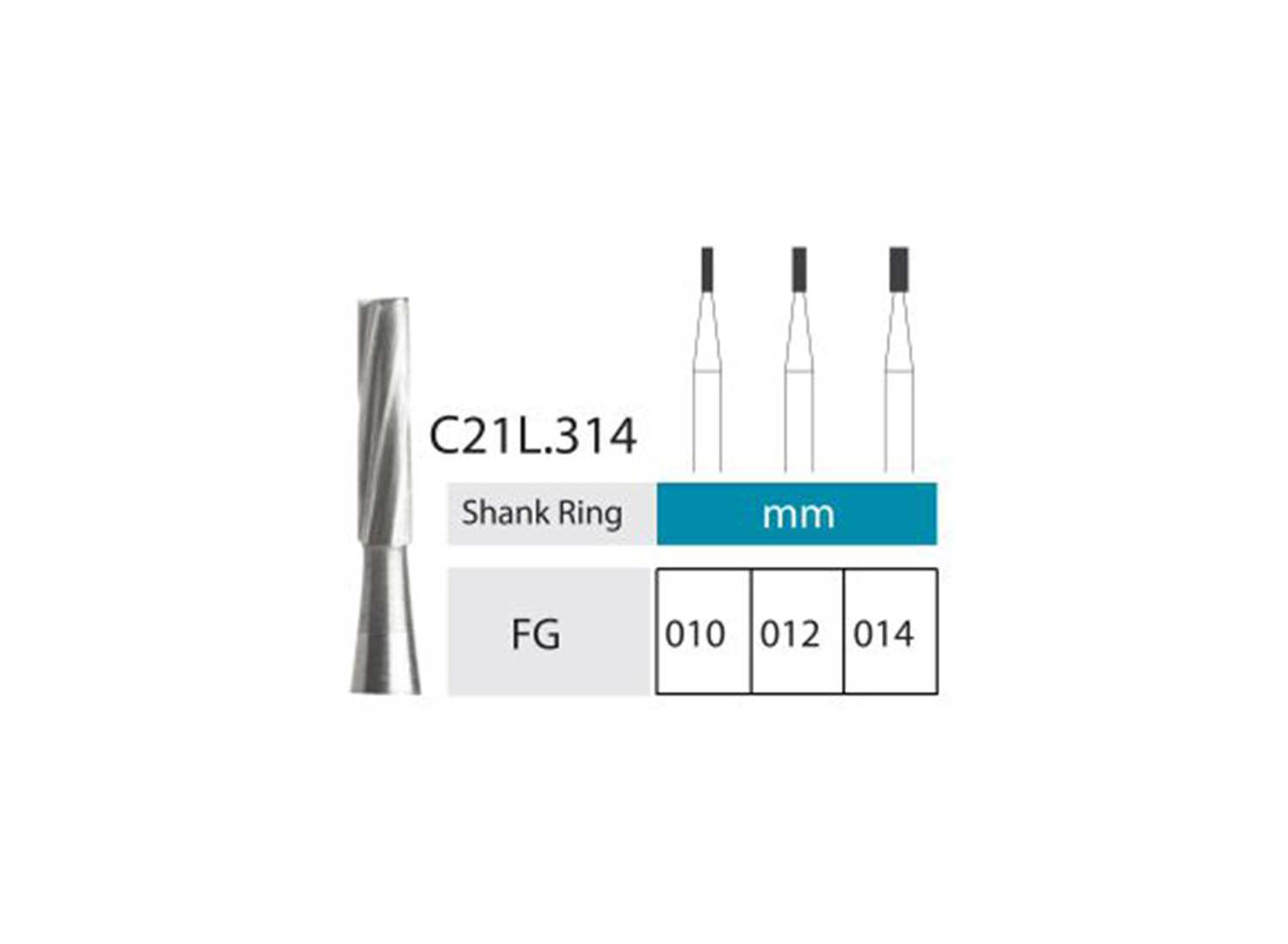 فرز کارباید استوانه ای ته صاف توربین مدل C21L.314 بسته 5 عددی برند RDT